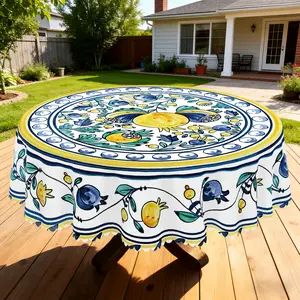 BLIOWL French Retro Style Tablecloth,Made Of Lemon And Floral Patterns,With a Fresh And Natural Design,Suitable For Summer Dining,Gatherings,And Multi-Functional Home Decoration,Indoor And Outdoor Decoration,And Friend Gifts