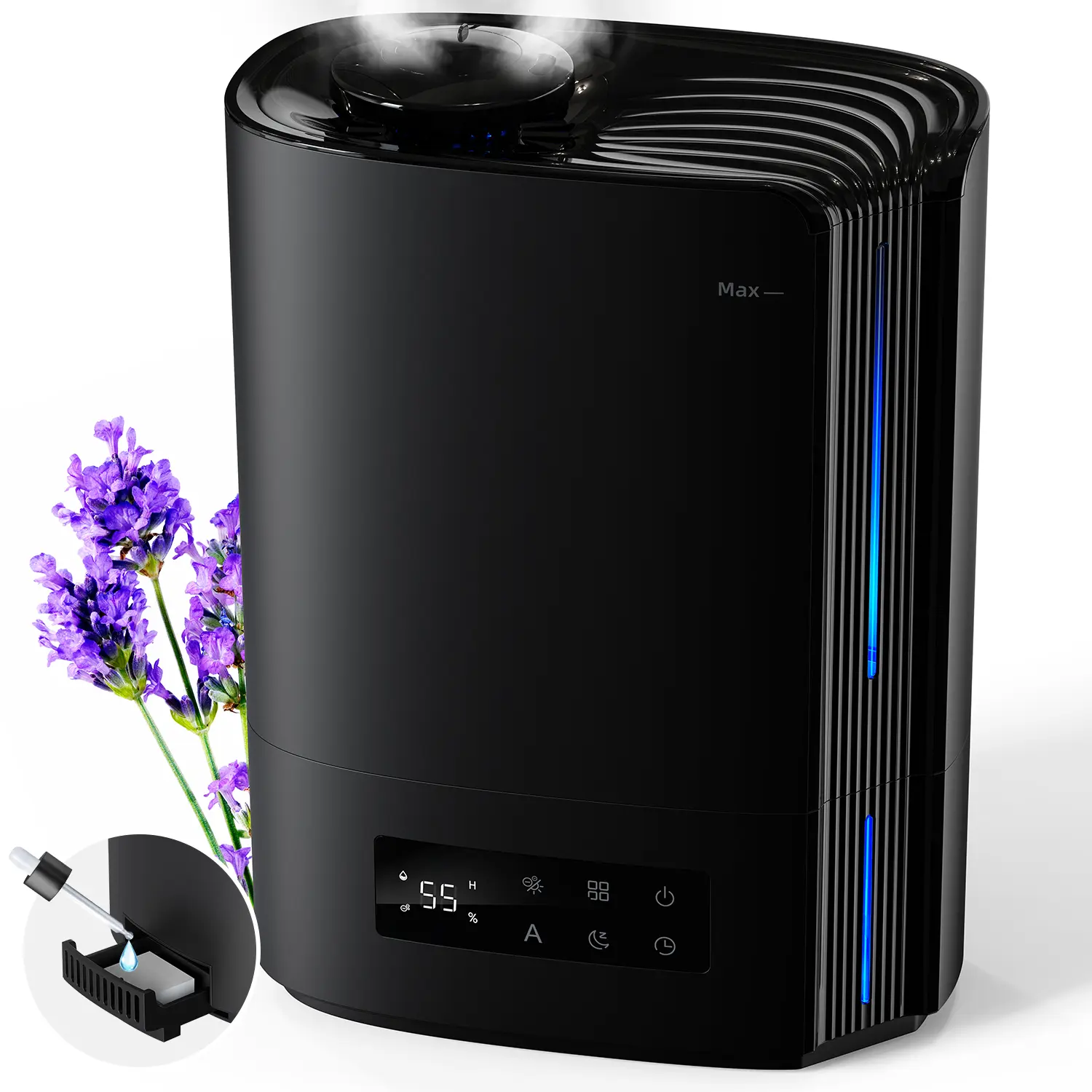 6L Cool Mist Humidifier - 2-in-1 Portable Smart Easy Top-Fill Humidifier with Powerful Moisture Output, Gentle Soothing Aromatherapy, Smart Humidistat Control, 60-Hour Runtime for Bedroom, Kid Room