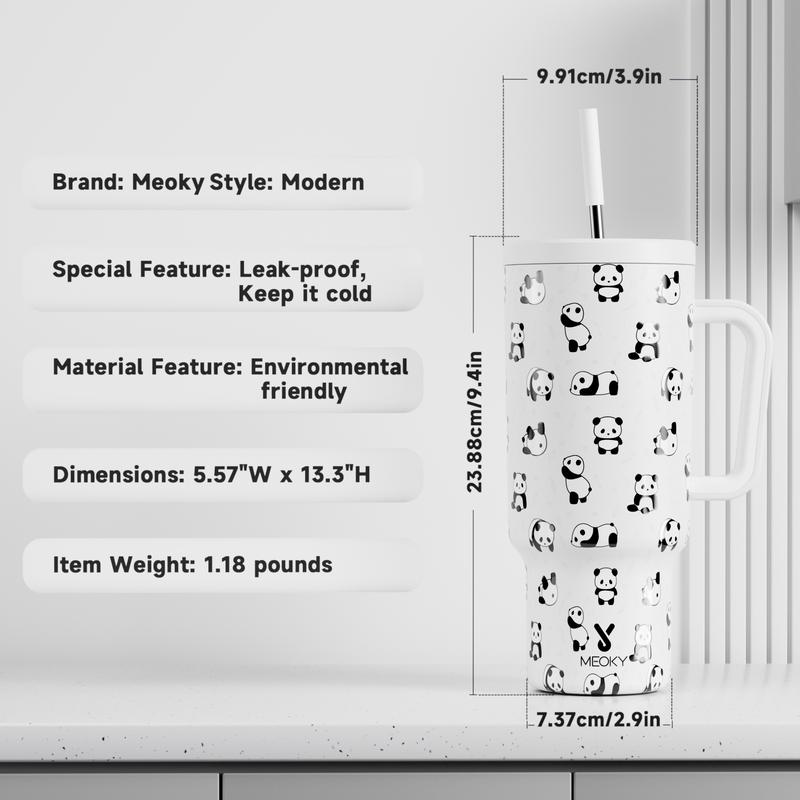 【Latest Style】 - Meoky 40oz Stay Hot Or Cold All DayStainless Steel Thermos Cup, Perfect For Car, Office & Travel, Large Capacity, Trendy Design, Valentine's Day gift Ready Glow-In-The-Dark White Marine Life, Insulated Mug Tumbler With Handle