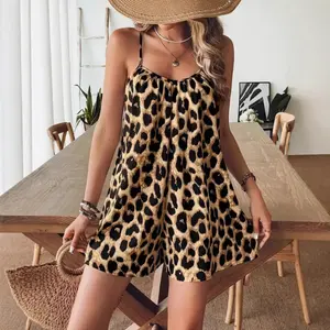 2026 New Arrival European American Style Plus Size Dress | Elegant Comfortable Leopard Print Spaghetti Strap Dress for Women