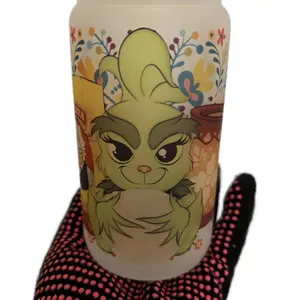 Grinchy glass cup