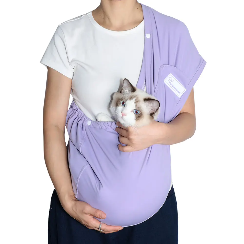 Violet Cool Feeling Cat Sling Carrier – Hands-Free Dog Carrier Sling for Small Dogs up to 15 lbs, Breathable Dog Slings with Adjustable Safety Strap & Buckle, Cat Sling Carrier for Travel Kitten Clothing puppy pouch