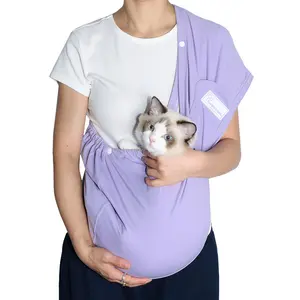 Violet Cool Feeling Cat Sling Carrier – Hands-Free Dog Carrier Sling for Small Dogs up to 15 lbs, Breathable Dog Slings with Adjustable Safety Strap & Buckle, Cat Sling Carrier for Travel Kitten Clothing puppy pouch