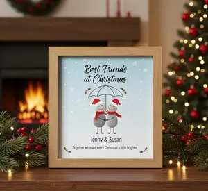 Pebble Art Best Friend Christmas Gift | Personalized Umbrella Friendship Keepsake | Custom Names Xmas Decor | Together Brighter Quote