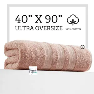 For Plus Size - Ultra Extra-Large Bath Towel - 40"x90" - Ultra Oversize Bath Sheet - 100% Cotton - BLUSH COLOR
