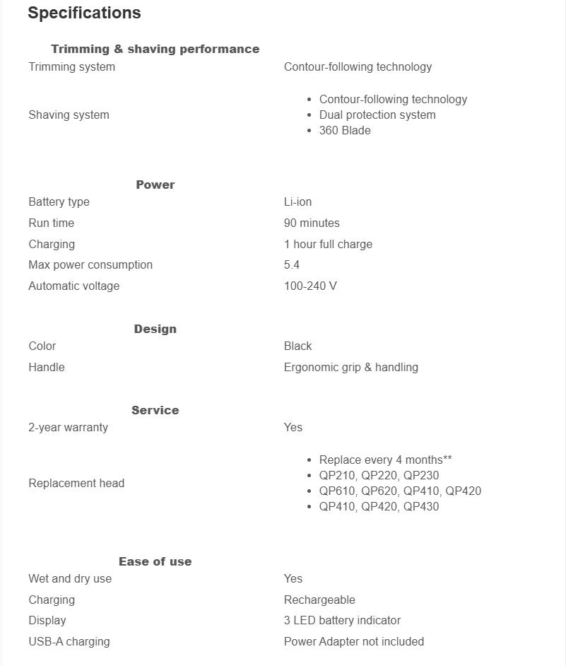Philips Norelco OneBlade 360 Pro Hybrid Face & Body Electric Trimmer QP6542/70