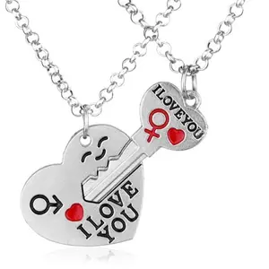 I Love You Heart and Key Necklace Valentines Day Gift for Couples