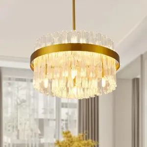 Crystal Chandeliers Modern Round Chandelier Gold Dimmable Luxury Raindrop Chandelier for Living Room Dining Room Bedroom Foyer