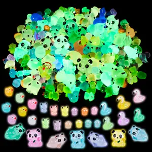 150pcs Glowing Resin Animals, Mini Resin Statues Glow in the Dark, Ducks Pandas Frogs Cows Mushrooms, Garden Gnome Statue, Garden House Decoration