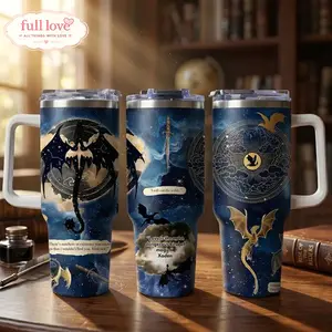 Fourth Wing 20oz-40oz With Handle, Basgiath War College Tumbler, Dragon Fantasy Insulated, Double Wall Insulated, Stainless Steel Vacuum Insulated Cup, Gift for Fan, Eco-Friendly