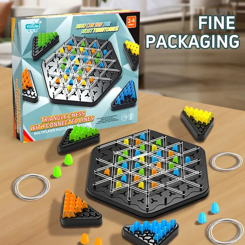 Chain Triangle Chess Triggle Rubber Band Game Toy Board Game competitive Battle Set Family Fun Game for kids friends parent-child interaction