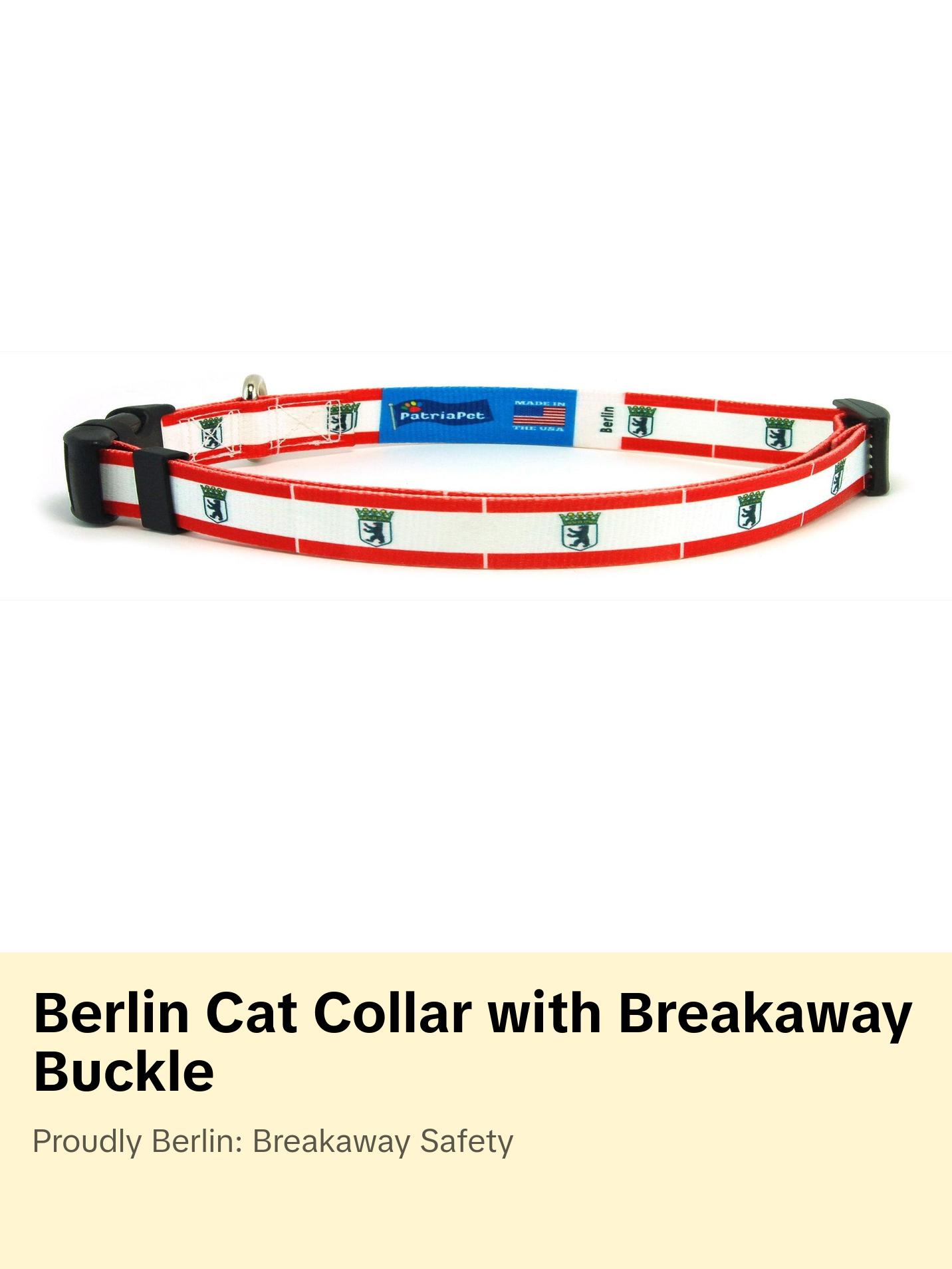 Berlin Cat Collar | Great For National Holidays, Festivals, Parades, Sporting Events, Pride Events