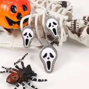 Halloween Jewelry Set - Pumpkin Scream Skull Ghost Spider Bat Pattern Ornaments Suit with Necklace and Earrings for Halloween Decor