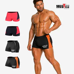 MUSCLE ALIVE Men's Bodybuilding Above-the-Knee Active Shorts - Stretch Knit Polyester-Spandex Athletic Bottoms, Athleisure Casual & Workout Impact Tights for Gym Sessions,summervibes