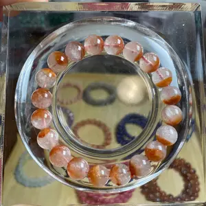 Red Rutilated Quartz Bracelet | 10mm Stretchable Beaded Gemstone Bracelet