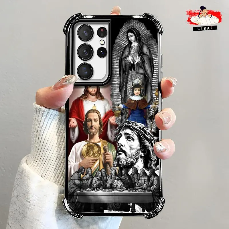 Suitable for [Galaxy S21 Ultra 5g] Jesus new stylish high-quality electroplated four-corner protective case affordable anti-drop and anti-fingerprint 995
