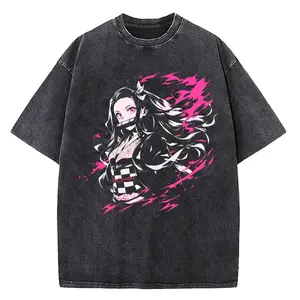 valentine shirts 25 New Fashion Tops Hot Anime5 Demon Slayer Infinity Castle Washed T-shirt Men Fashion Vintage Casual Cotton Top Men Clothing