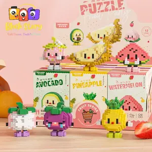 Summer Fruit Party Brick Set - Cute Cartoon Fruit Characters DIY Mini Building Blocks for Kids & Collectors Creative Micro Brick Toy Gift for Display & Summer Fun Avocado Pineapple Watermelon