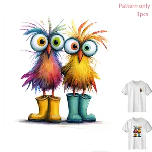 Colorful Feather Monster Heat Transfer Vinyl, Creative Design, Fashionable DIY T-Shirt Decal, Clothing Accessory, Pattern Only