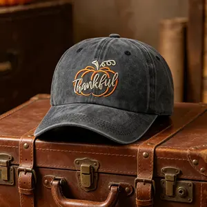 Retro Distressed Thankful Pumpkin Baseball Cap