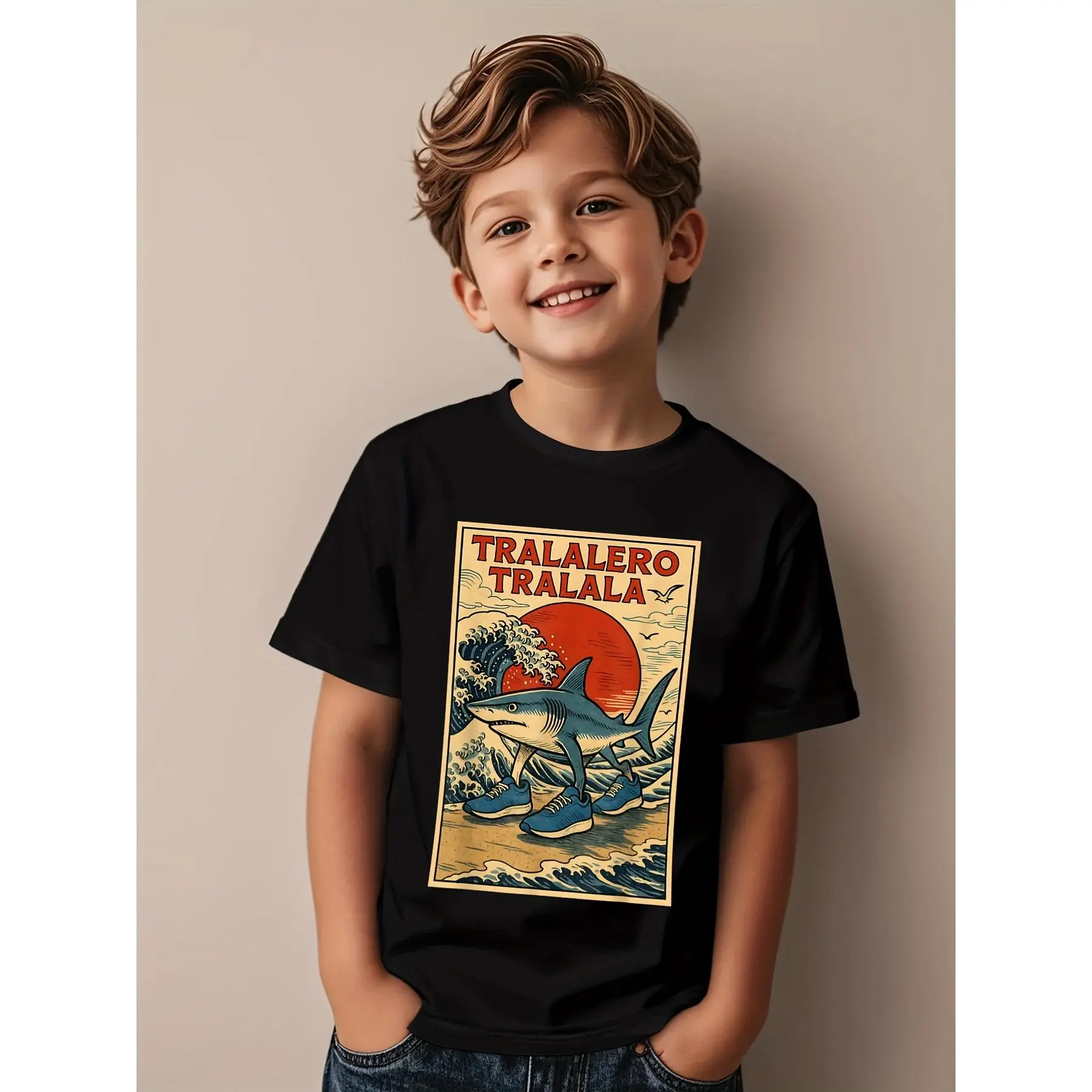Tralalero Tralala Italian Brainrot Meme Novelty Awesome Graphic Kid TShirt Fashion Kid T Shirts Trending Tees Tops for Kid