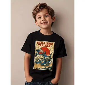 Tralalero Tralala Italian Brainrot Meme Novelty Awesome Graphic Kid TShirt Fashion Kid T Shirts Trending Tees Tops for Kid