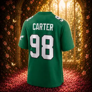Jalen Carter #98 Black/Green Football Jersey for Men Philadelphia Inspired Game Day Fan Shirt Breathable Athletic Sports Apparel Adult Sizes