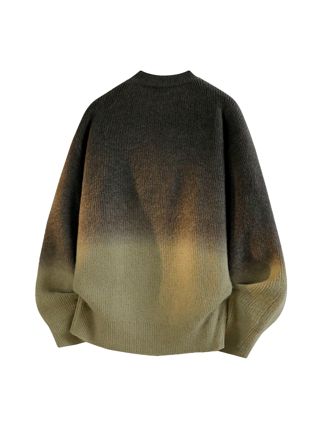 CCCMAI Gradient Crewneck Knitwear for Men Japanese Korean Style Retro High-Quality Elastic Sweater Loose Smart Casual Crewneck Sweater Menswear Pullover Tops Long Sleeve