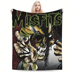Misfits anime theme printed flannel blanket - soft and comfortable, suitable for all seasons, suitable for living room, office, sofa, travel