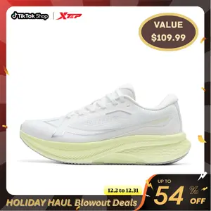 Xtep  2000KM+ Running Shoes with X-Dynamic Foam Technology White & Yellow Sole Sports Sneakers Breathable Cushioning