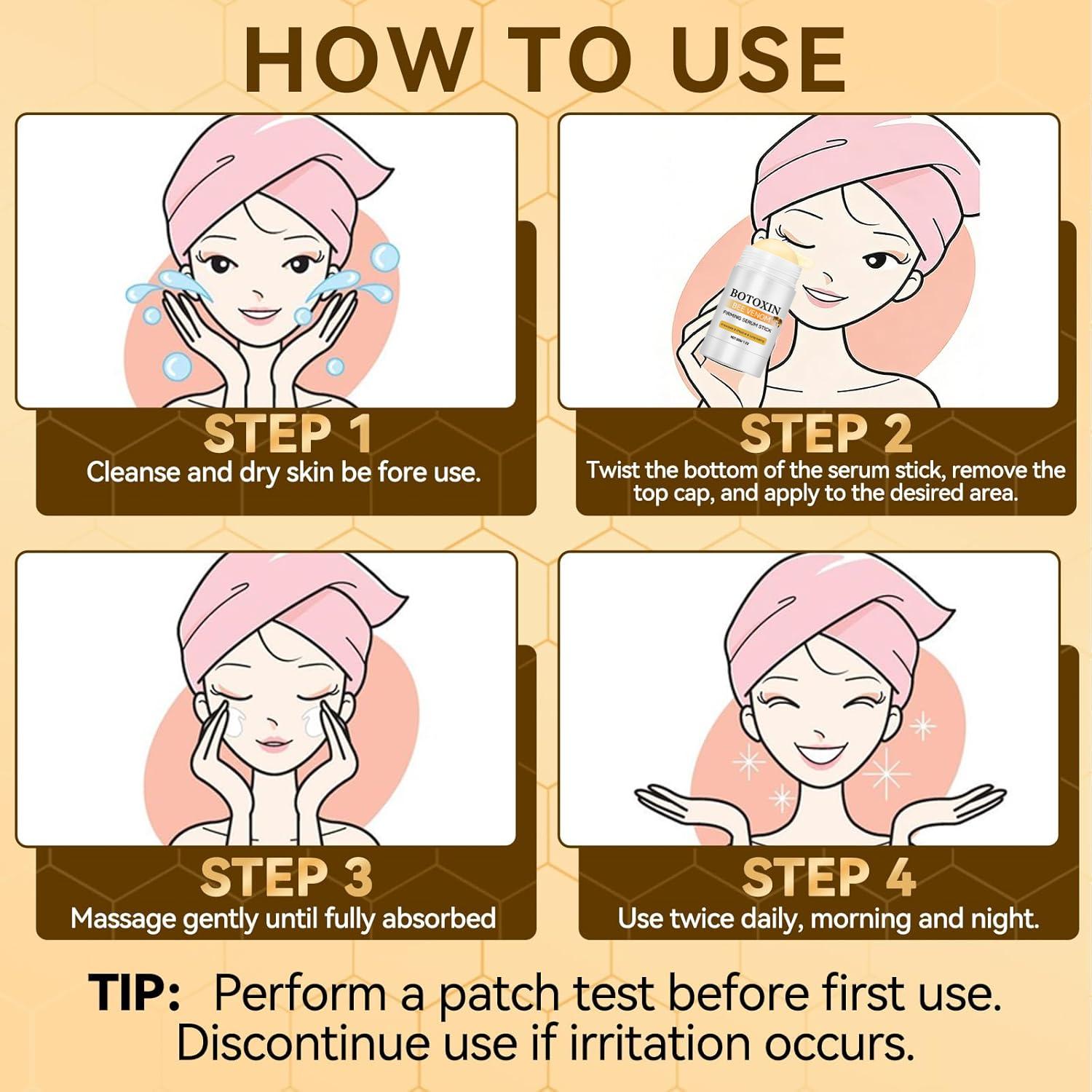 Bee Venom Skin Care Stick, Gentle Hydrating & Moisturizing Balm for Face & Neck, Skin Conditioning Care Stick for Soft Smooth Skin & Natural Contour Appearance, Suitable for Daily Facial & Body Use