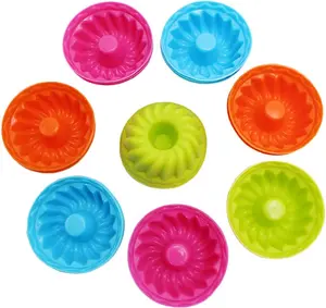 24 Pack Mini Silicone Baking Cups – Nonstick Cupcake Liners, BPA Free Fancy Dessert Tray, Reusable Jelly & Muffin Molds (2.5" x 1.6" x 1") – Multicolor, Oven & Freezer Safe