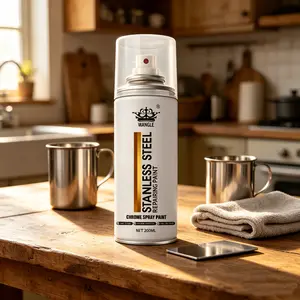 Professional mirror chrome spray, long-lasting shiny stainless steel coating, for repairing faded metal surfaces, suitable for cars, bicycles, gates and decorative metals.