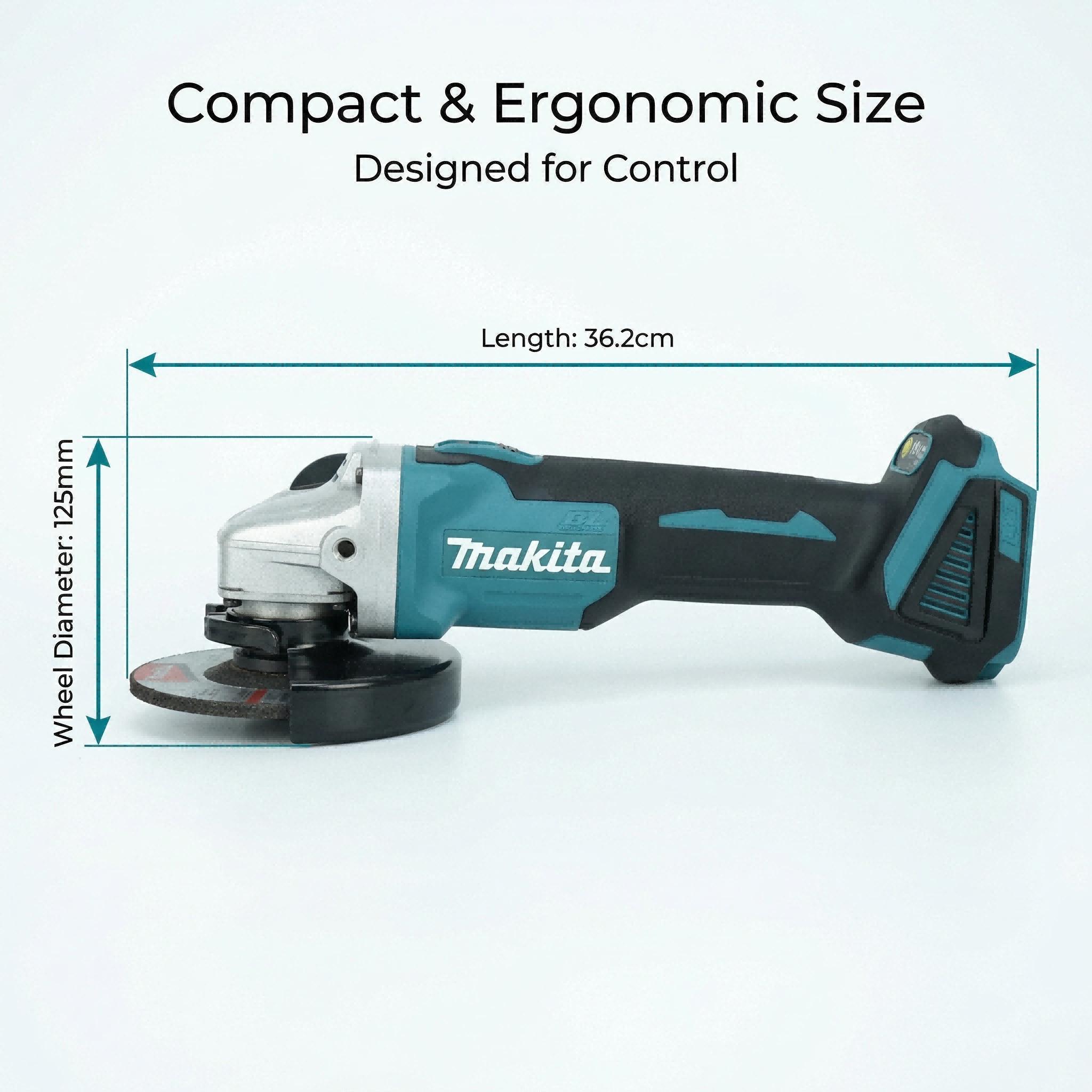 Makita DGA404 125mm  Angle Grinder Bare Tool for Workshop Fabrication Brushless Motor High Speed Performance     Cordless Lithium Nailer Kit