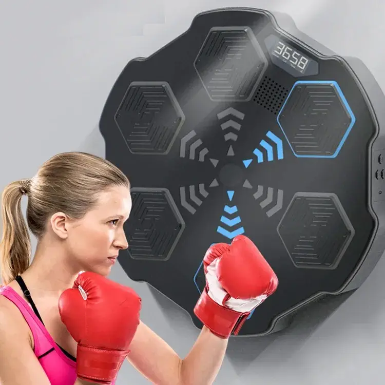 Music boxing Machine Adults and Kids Interactive Punching Trainer with Boxing Gloves Large Size Wall Mounted Electronic Boxing Target Workout Equipmen