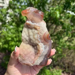 Sardonyx Agate Bunny on Sugar Druzy Freeform