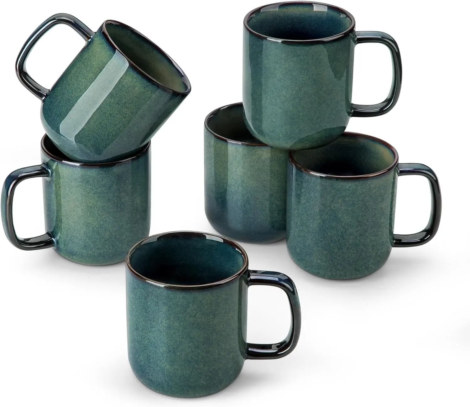 STARRY Coffee Mugs Set, 12 oz Ceramic Coffee Cups for Latte Hot  Cappuccino Cocoa Milk Stoneware Cups Set of 6, Dishwasher & Microwave Safe, Green