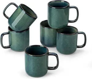 STARRY Coffee Mugs Set, 12 oz Ceramic Coffee Cups for Latte Hot  Cappuccino Cocoa Milk Stoneware Cups Set of 6, Dishwasher & Microwave Safe, Green