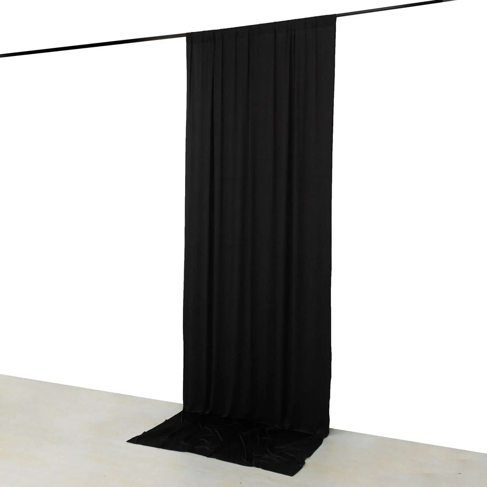 Rectangular Black 4-Way Stretch Spandex Event Backdrop Curtains - Wrinkle-Free, Machine-Washable Wall Hanging Backdrop Single Panel with Rod Pockets, Window Compatible, 5x12 ft
