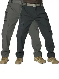 2-Pack HOMUG Men's Olive Green Tactical Joggers with Multi-Pockets Windproof Warm Fleece Leggings for Outdoor Activities Sports & Casual Wear Soft Shell Fabric