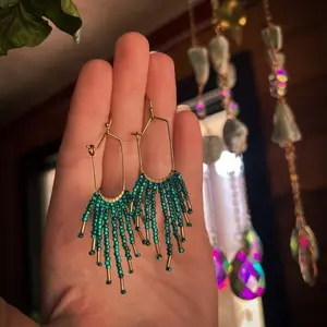 Small teal seedbead dangles cute earring women jewelry