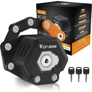 WEST BIKING Folding Bike Lock with 3 Keys, 2.8 FT Bicycle Lock Compact Bike Locks Anti Theft, High Security Scooter Lock Bike Lock Combination, Heavy Duty Bike Chian Lock with Bracket