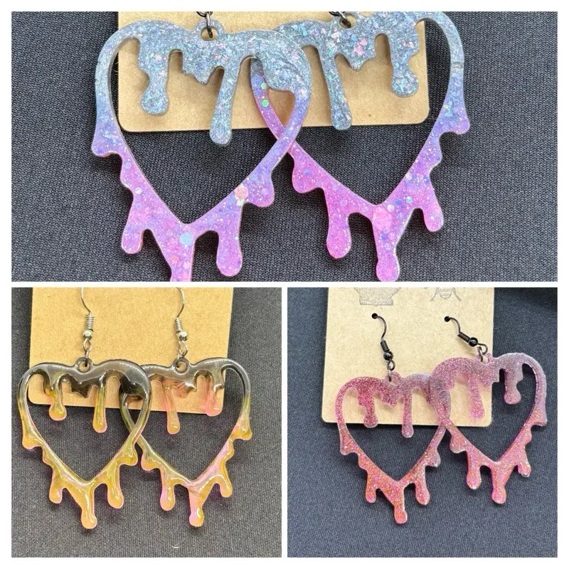Mixed Hart Earrings - Dangling and Studs - Assorted Colors - Unique Design with Heart-Shaped Shapes