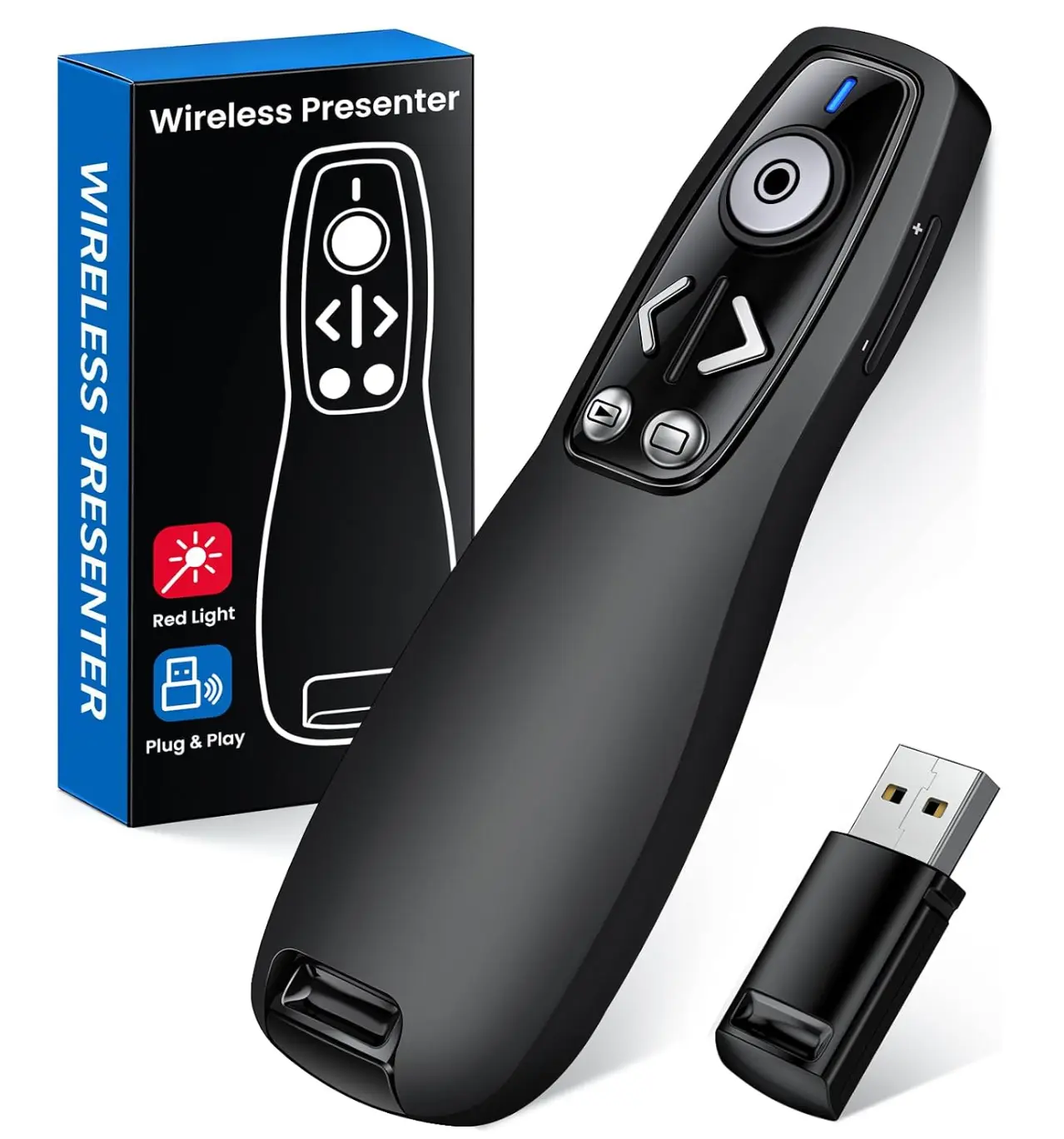 Presentation Clicker Wireless Presenter Remote for PowerPoint, RF 2.4GHz USB Powerpoint Clicker with Hyperlink & Volume Control PowerPoint Slide.