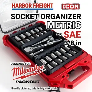 Harbor Freight Icon 3/8 In. Shallow Socket Organizer Bin For Milwaukee Packout