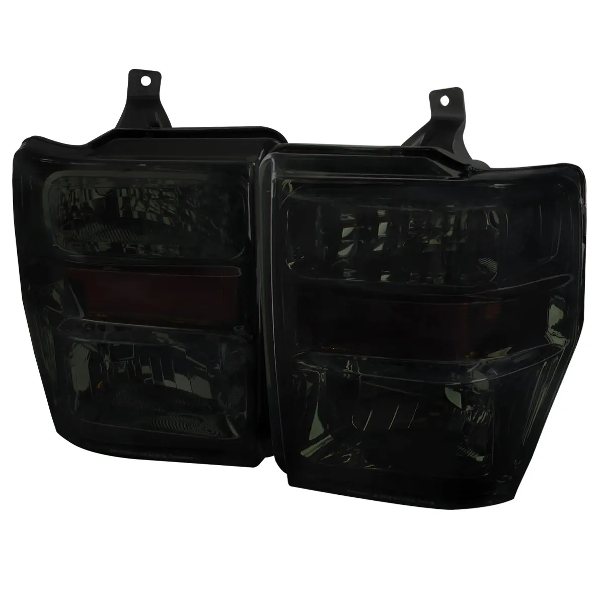 2008-2010 Ford F-250/F-350/F-450 Super Duty Factory Style Headlights w/ Amber Reflectors (Chrome Housing/Smoked Lens)
