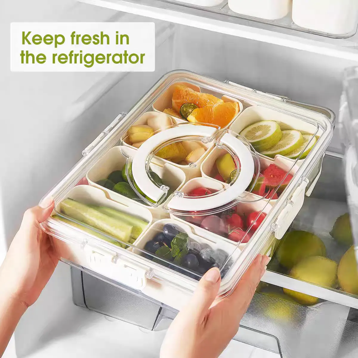 Multi-Compartment Airtight Seal Nut & Candy Storage Box - Kitchen Storage Container with Freshness Maintenance, Serving Snacks and Candies Tray for Holiday Gatherings, Bridal Shower Gift