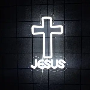 Cross Neon Signs Jesus Neon Signs LED Wall Decor for Bedroom Living Room Weddings,  Light Sign for Home Decor, Religious Events, Christmas Easter Celebrations Gifts,5V Usb Powered Easy Hanging