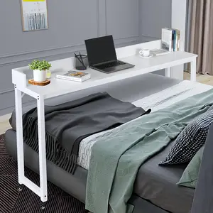 With 360° Wheeled Bedside Table, Extra Large Mobile Bed Desk, Standing Workstation Laptop Cart, Bedside Table with Heavy-Duty Metal Legs, Dining Computer Desk