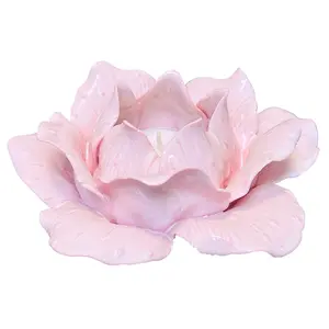 Floral Ceramic Votive Holder - Pink
